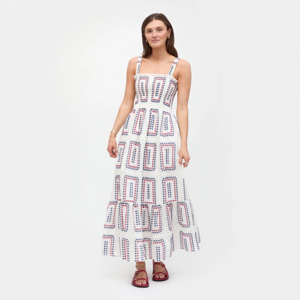 Hill House Home Anjuli Nap Dress Geo Eyelet Net a Porter Collab Maxi